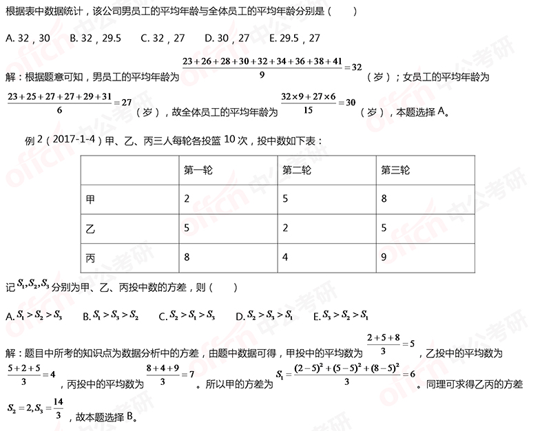 2020考研管理类联考初等数学备考：平均值方差