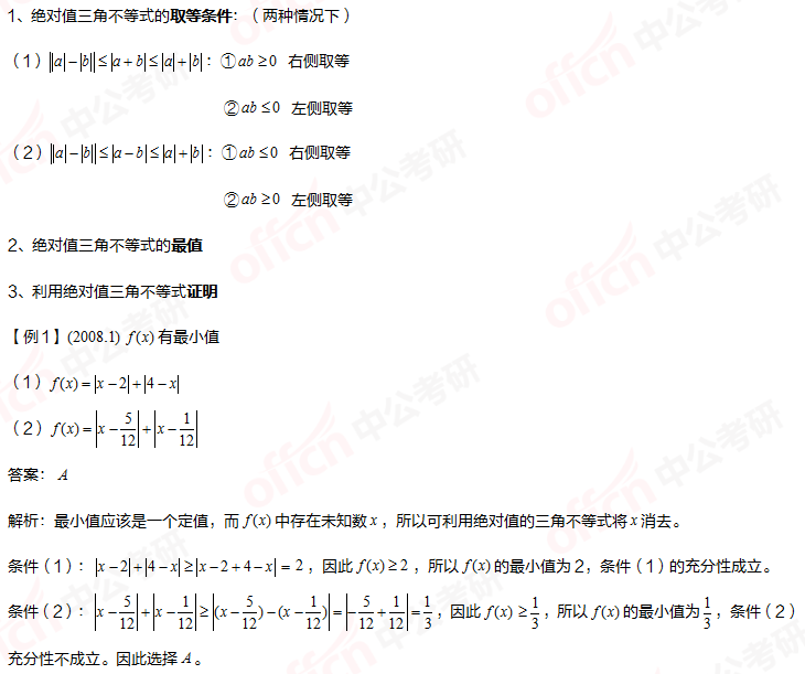 考研管综初数 管综初数绝对值三角不等式