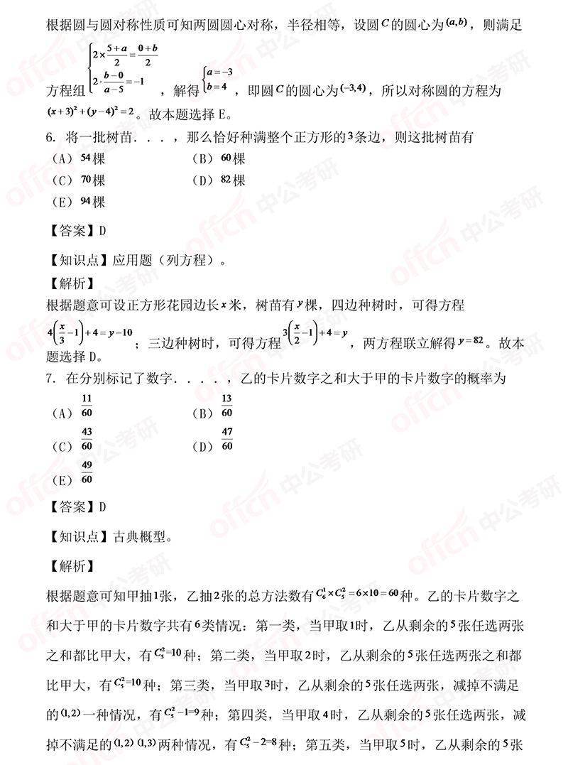 2019考研管理类联考解析