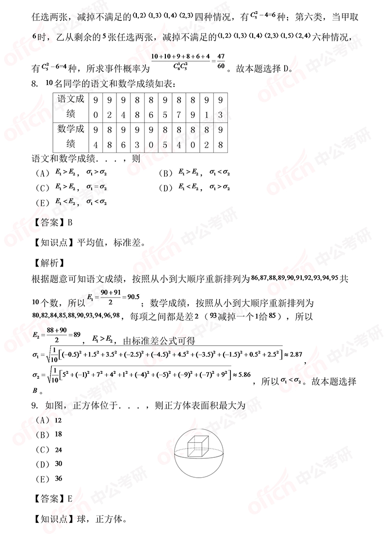 2019考研管理类联考解析