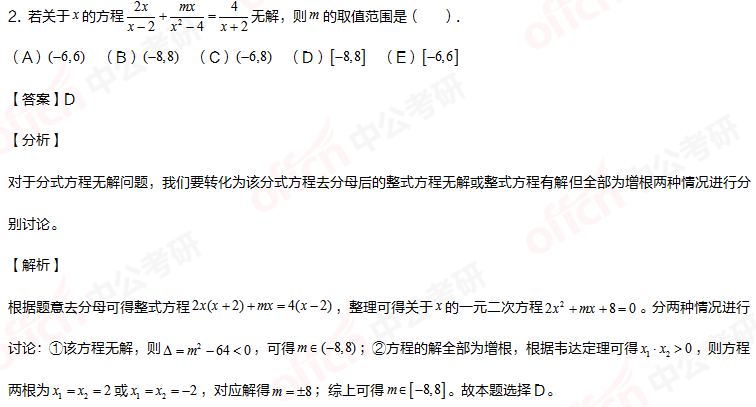 2021考研管综初数 管综初数备考 分式方程及不等式