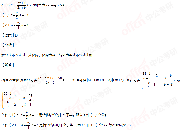 2021考研管综初数 管综初数备考 分式方程及不等式