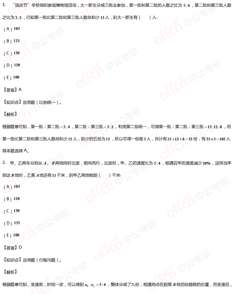 管综初数冲刺备考 管综初数应用题