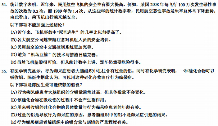 管理类联考考研试题 管综逻辑考研试题答案