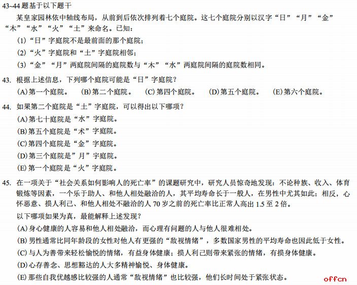 2021考研管综逻辑 管理类联考考研试题